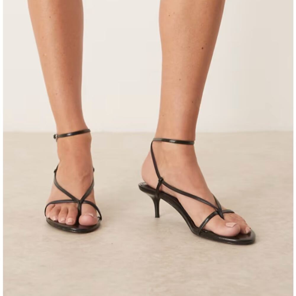 NWT Mango cross strap details heeled sandals in black EU 39 US 8.5 - Picture 4 of 7